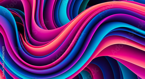 An abstract image featuring holographic swirl patterns in vibrant purple, pink, and blue tones, creating a fluid, futuristic visual effect. Smooth gradients and dynamic wave-like textures give the art