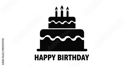 Celebrate birthday with tiered cake and candles for festive design