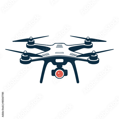 Flying drone camera icon graphic