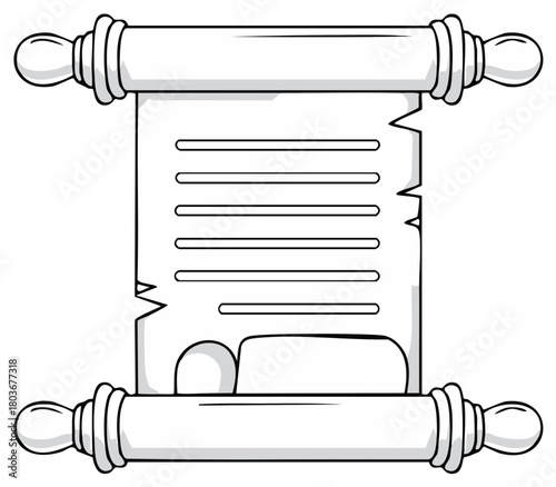 Cartoon parchment scroll vector illustration, antique style document papers