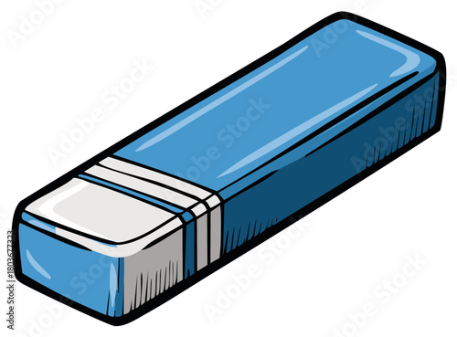 Blue Rectangular Eraser Illustration