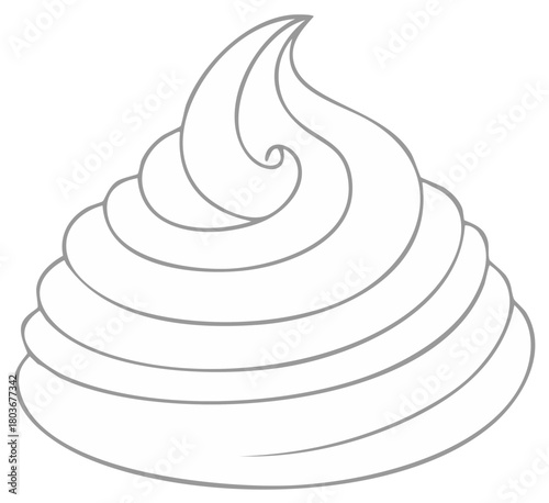 Elegant Swirl of Whipped Cream Line Art Graphic for Decorating and Confectionery Designs