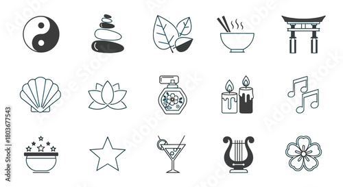 Find inner peace with zen spa icons for wellness promotions today