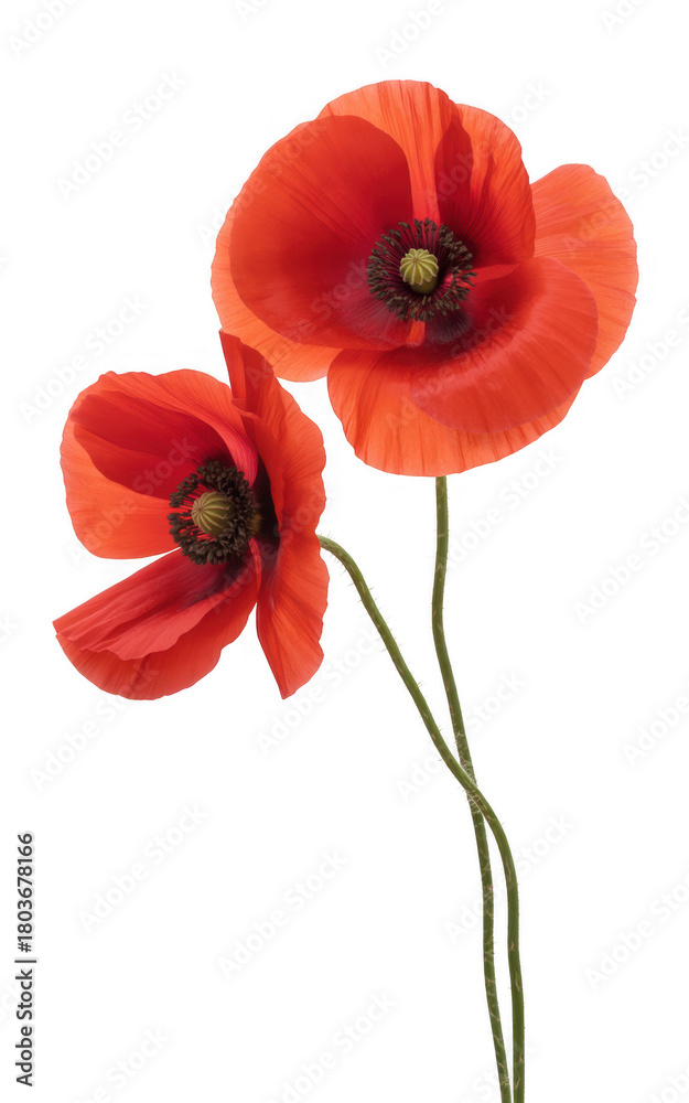 Obraz premium Vibrant red poppies against black isolated on a transparent background