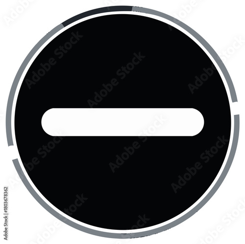 Minimalist Black Circle with White Horizontal Bar Icon