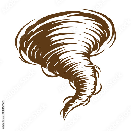 Stylized brown tornado or whirlwind illustration suitable for weather forecast designs and concepts