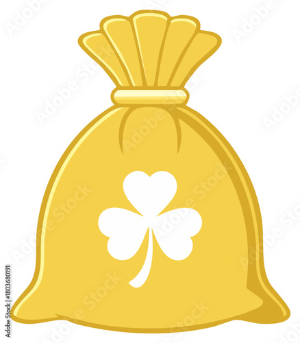 Gold bag with shamrock symbol, perfect for St Patricks day celebrations.