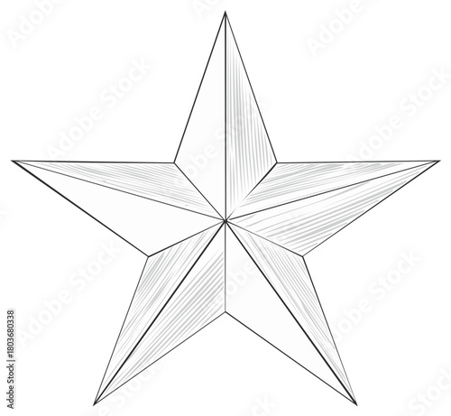 Five Point Star Graphic With Stylized Shading