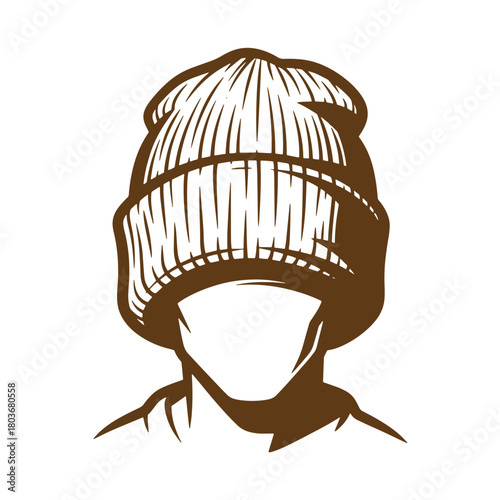 Vector illustration of a person wearing a beanie hat with a clean sketch style.