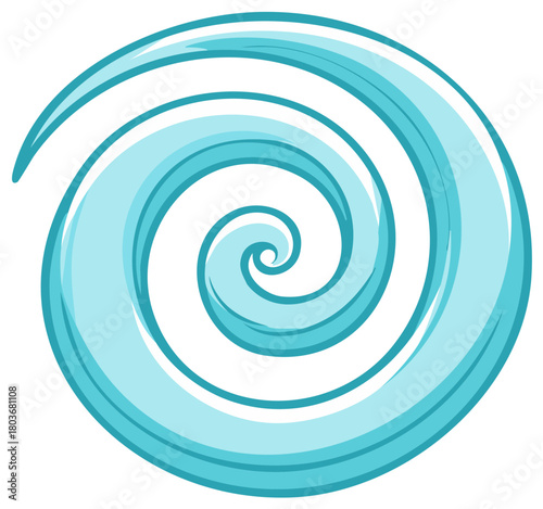 Flowing blue spiral wave graphic design on a white background