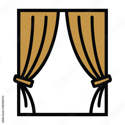 Open curtains icon illustration