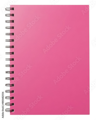 Pink spiral bound notebook isolated on a transparent background