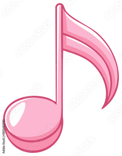 Pink Musical Note Illustration Single Eighth Note Clip Art Element Pink Color