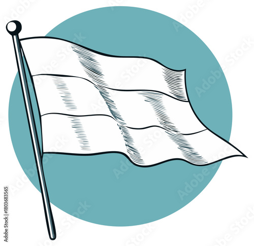 White Waving Flag Illustration Symbolizing Truce or Surrender