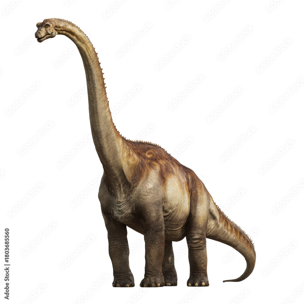 Fototapeta premium Brachiosaurus long neck dinosaur standing transparent background