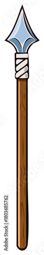 Isolated cartoon illustration of an ancient spear