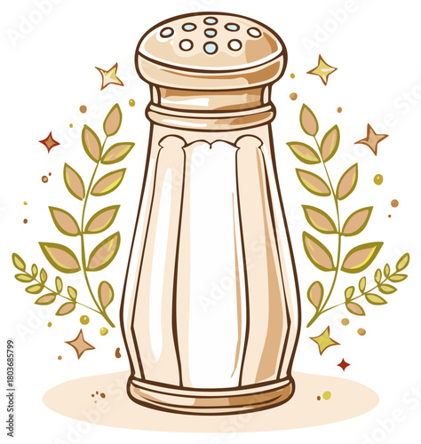 Whimsical Salt Shaker Illustration for Kitchen or Dining Design Elements