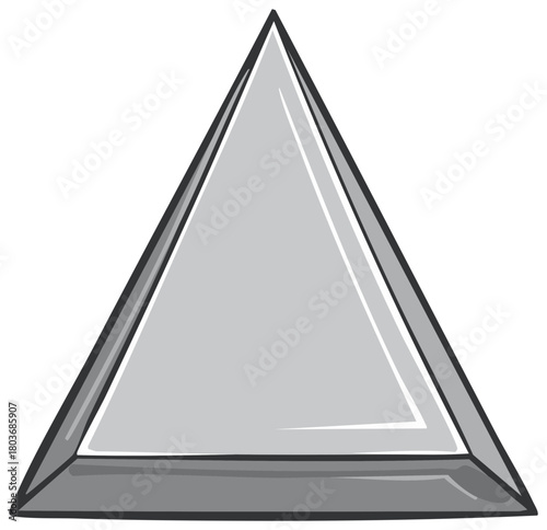 Gray Triangle Shape with Black Outline, Geometric Design Element, Basic Form, Vector Illustration, Simple Isolated