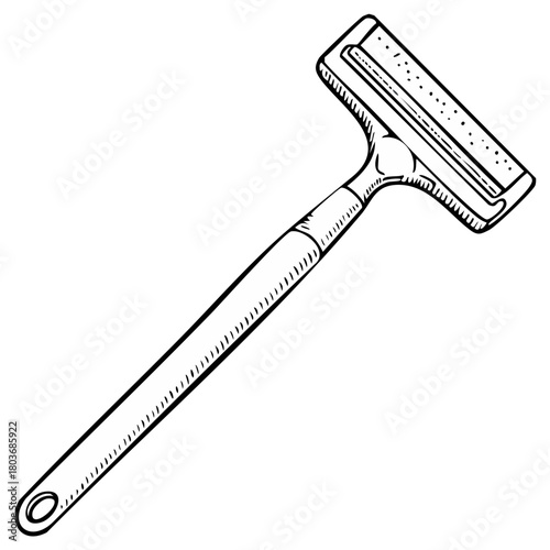 Classic Safety Razor Outline Illustration Personal Grooming Shaving Tool Hygiene Line Art Graphic