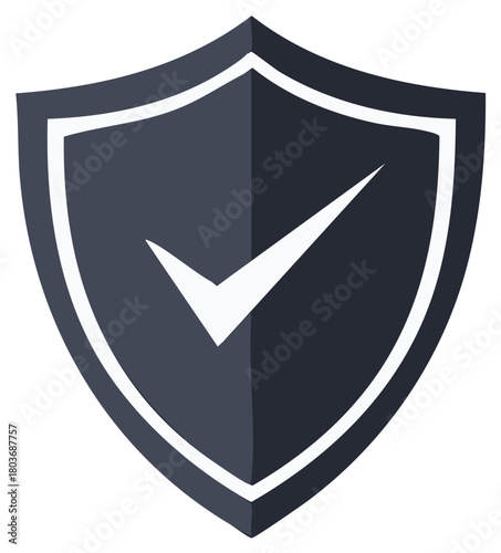 Dark Shield with Check Mark Symbol Security and Protection Approval