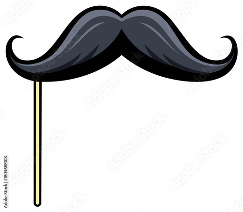 Classic handlebar mustache on a stick photo booth prop for party fun