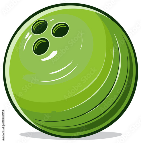Vibrant Green Bowling Ball with Three Finger Holes Ready for Rolling Down the Lane