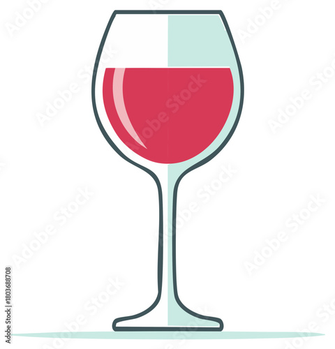 Elegant Wine Glass Filled With Red Wine For Tasting and Celebrations, Gourmet Beverage Illustration