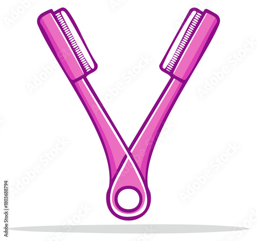 Pink Eyebrow Razor and Brush Duo Tool for Grooming and Shaping