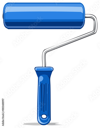 Blue Paint Roller Tool with Handle for Painting or Interior Decorating
