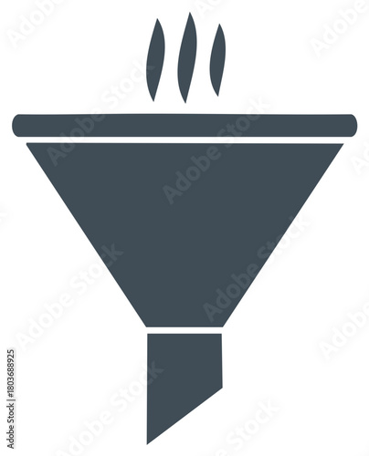 Flat vector icon of a funnel with heat waves symbolizing data processing and lead filtering
