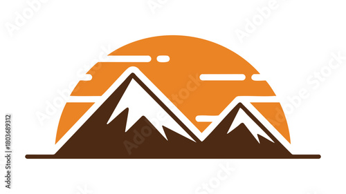 Mountain range sunrise emblem