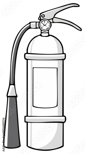 Monochrome simple line art fire extinguisher vector illustration for emergency safety