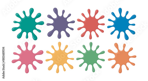 Collection of colorful paint splatters isolated on