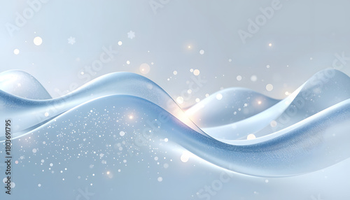 A soft pearl-white abstract background with smooth waves and clean festive highlights. Designed for luxury holiday branding and minimalist New Year content,