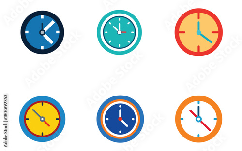 Variety of Timepiece Icons Representing Different Hours Minutes and Seconds Displaying Time Management and Punctuality Concepts