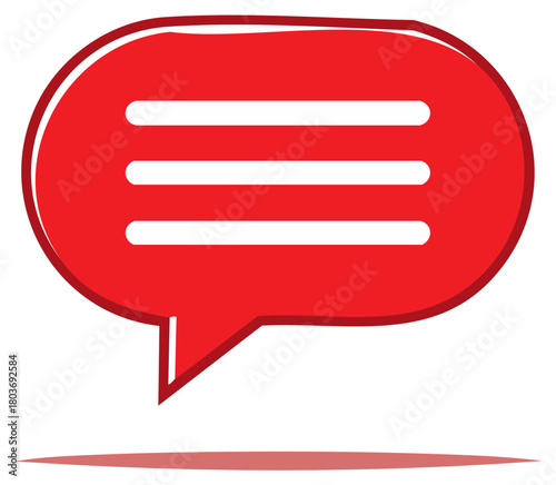 Vibrant Red Speech Bubble Icon for Communication and Message Representation