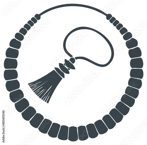 Tribal whip and loop adornment with tasseled end abstract representation