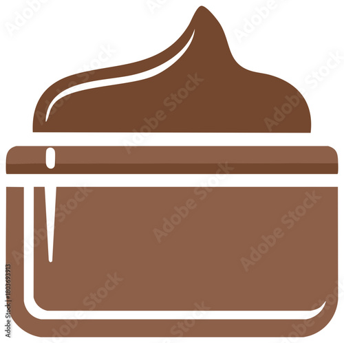 Delicious Brown Cream Dessert Cup Illustration, Sweet Treat Icon, Chocolate Pudding Design Element, Simple Cartoon Style