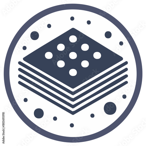 Baklava Emblem Graphic: Traditional Middle Eastern Dessert Icon in Circular Design with Layers and Dots for Food Illustrations