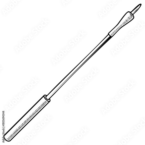 Vintage stylus pen or pointed etching tool hand drawn line art illustration