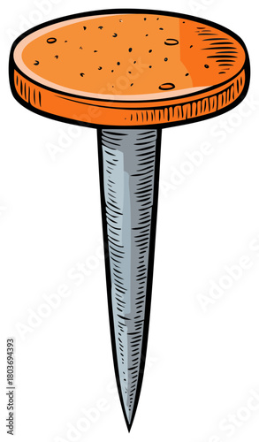 Illustration of a colorful push pin, isolated on a white background