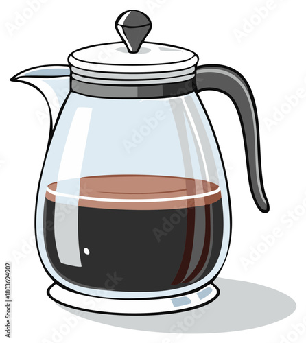 Illustration of a Glass Coffee Pot Filled with Freshly Brewed Coffee
