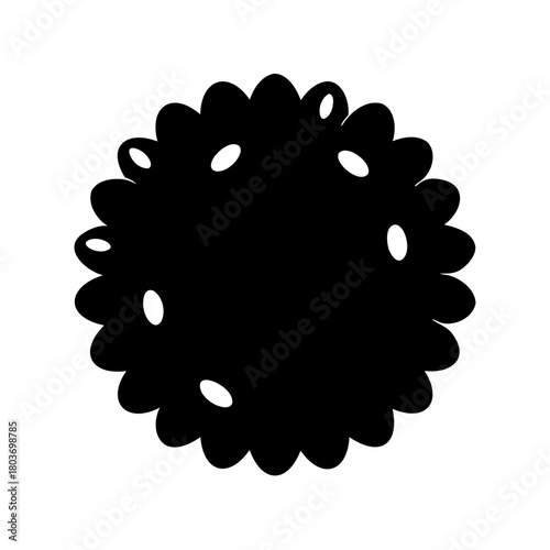 Crisp black and white ruffled cookie or cracker silhouette icon Vector, illustration