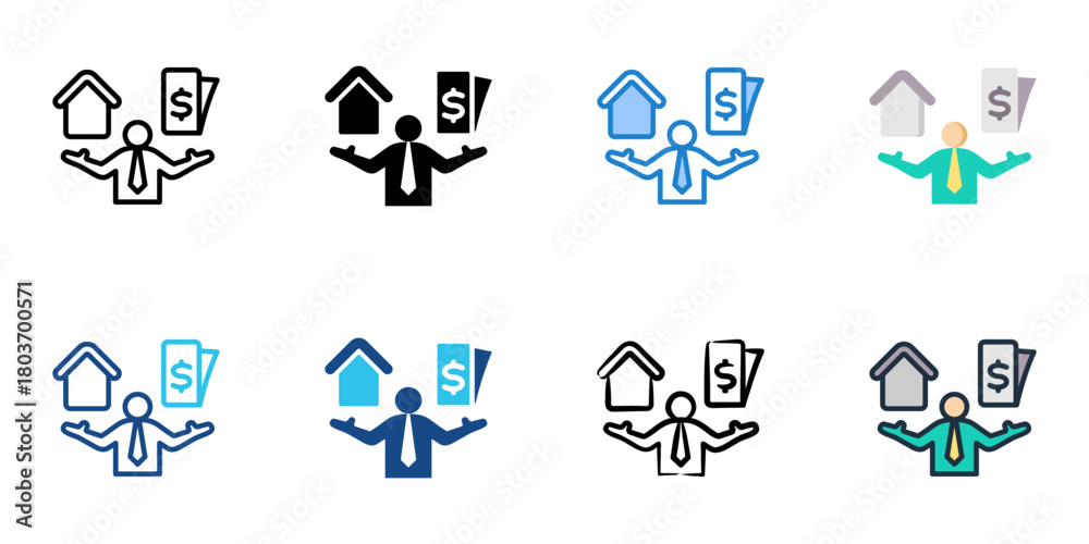 Fototapeta premium Loan to value ratio icon set multiple style collection 