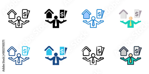 Loan to value ratio icon set multiple style collection 
