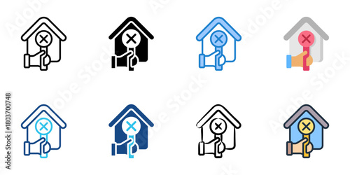 Mortgage default icon set multiple style collection 
