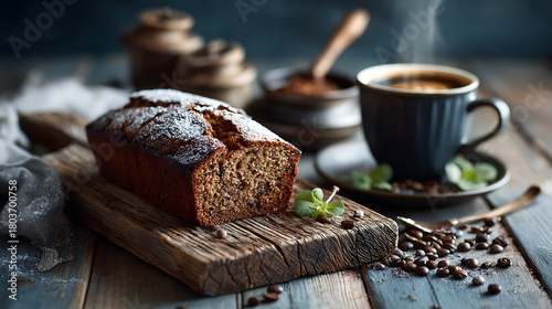 Creamy matcha latte with beautiful latte art served in a ceramic cup beside a pistachio cake slice topped with raspberry, elegant minimalist dessert setup on bright background for café and food stylin