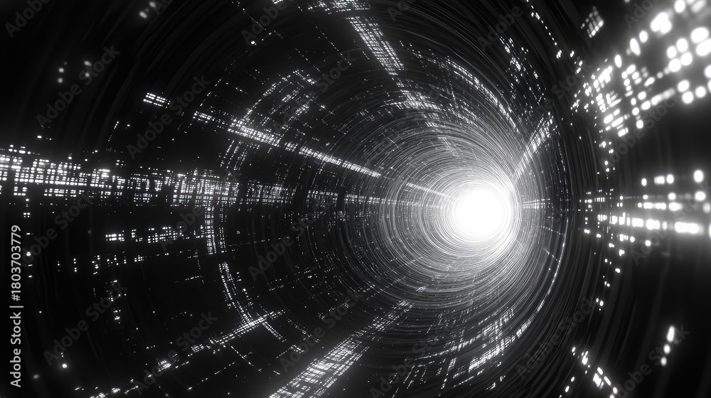 Obraz premium Digital tunnel with data transferring at high speed