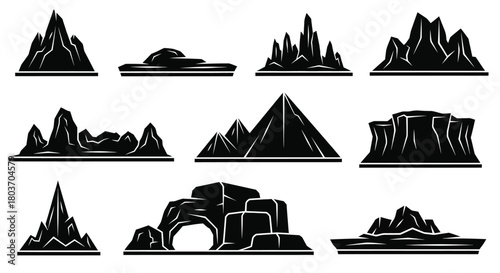 Stunning mountain silhouette collection for logo or travel adventure