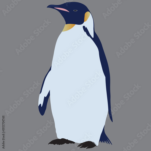 Stylized emperor penguin standing proudly against a neutral background
